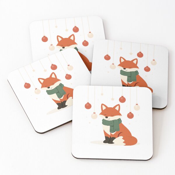Item preview, Cozy Christmas Fox with Ornaments designed and sold by Fernova.