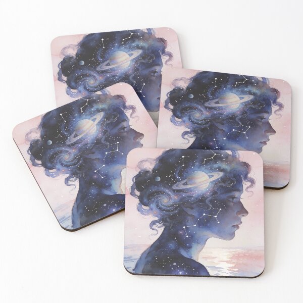 Item preview, Mystical Feminine Profile with Constellations and Planets designed and sold by soulfulpalette.