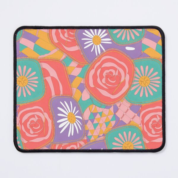 Item preview, Floral Patchwork Design with Dopamine Style and Geometric Quilt Motifs designed and sold by SplashTastic.