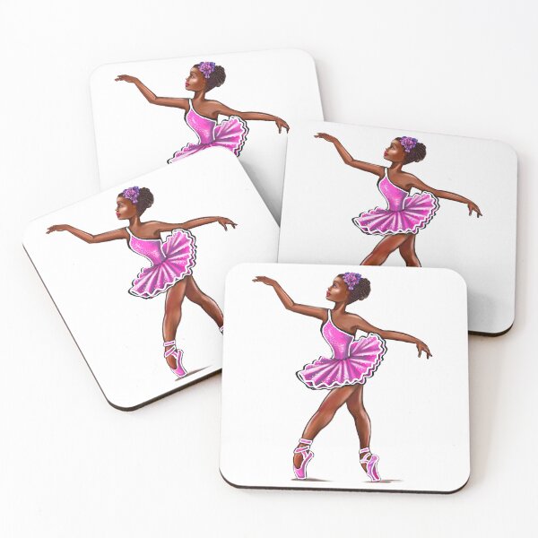 Item preview, African American ballerina girl in pink tutu - Ballet dancer art designed and sold by Artonmytee.