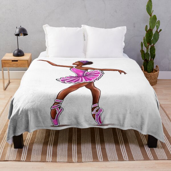 Item preview, African American ballerina girl in pink tutu - Ballet dancer art designed and sold by Artonmytee.