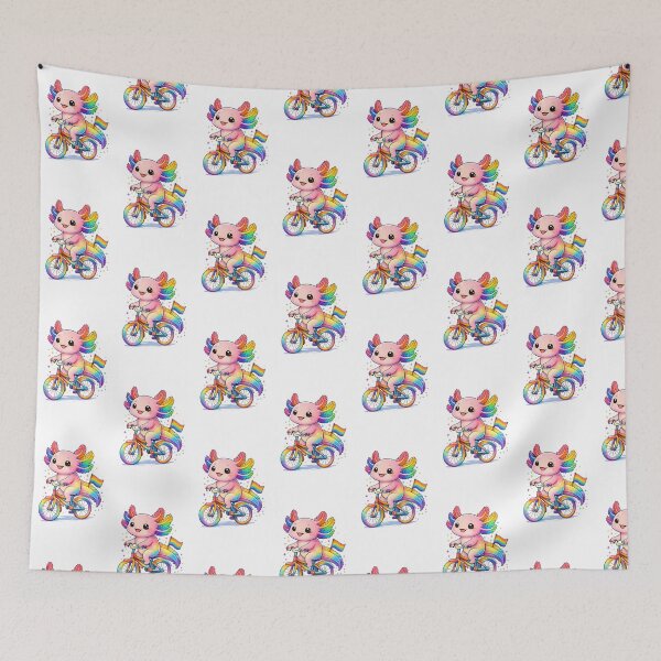 Item preview, Rainbow Axolotol Riding a bike designed and sold by WhimsyMeadows.