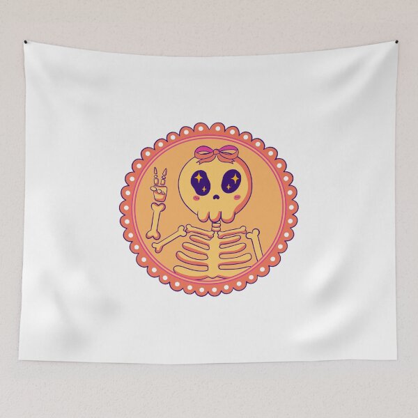 Item preview, Cute Kawaii Skeleton Pastel Gothic Badge Illustration designed and sold by Horrify.