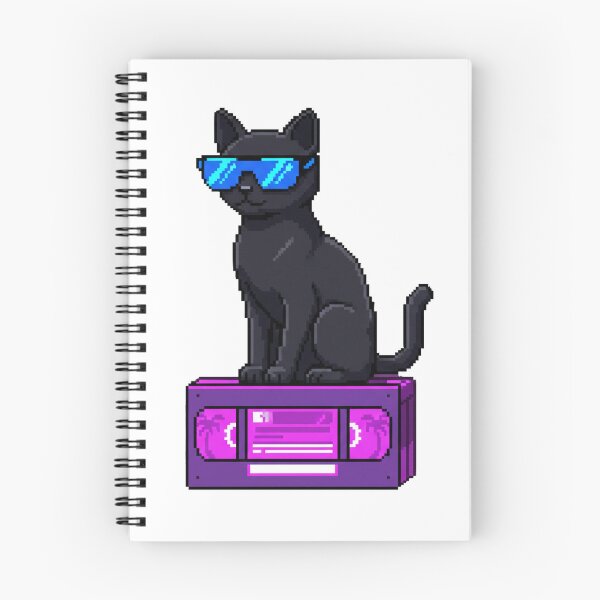 Aperçu de l'œuvre Cyber Cat rétro - Esthétique VHS pixel art des années 80 créée et vendue par AbstractOps.