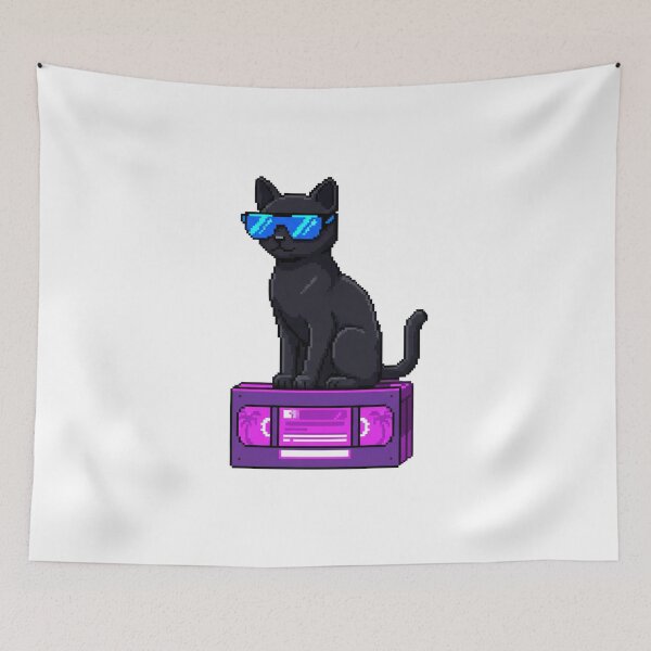 Item preview, Retro Cyber Cat - 80s Aesthetic VHS Pixel Art designed and sold by AbstractOps.
