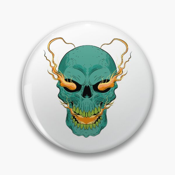Item preview, Teal Flaming Skull with Fire Eyes Dark Fantasy Art designed and sold by Horrify.