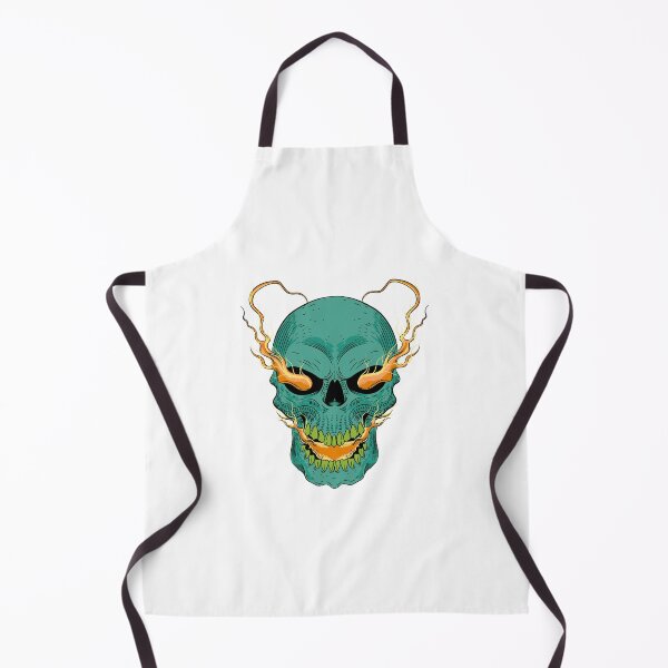 Item preview, Teal Flaming Skull with Fire Eyes Dark Fantasy Art designed and sold by Horrify.