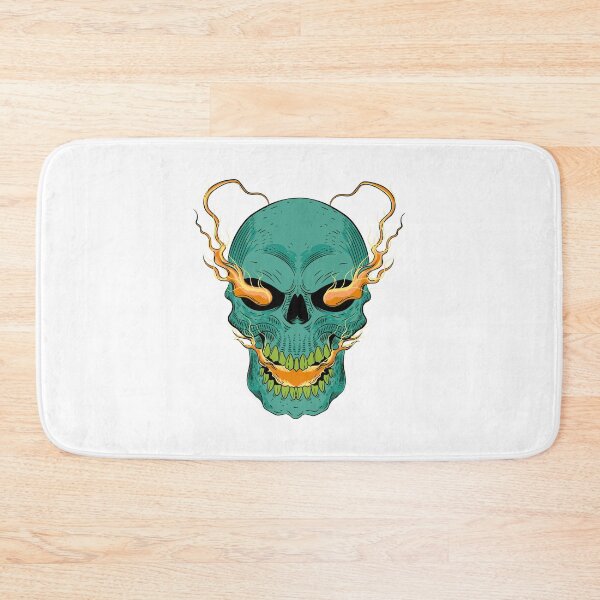 Item preview, Teal Flaming Skull with Fire Eyes Dark Fantasy Art designed and sold by Horrify.