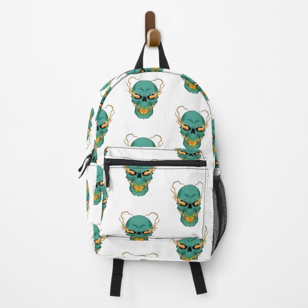 Item preview, Teal Flaming Skull with Fire Eyes Dark Fantasy Art designed and sold by Horrify.