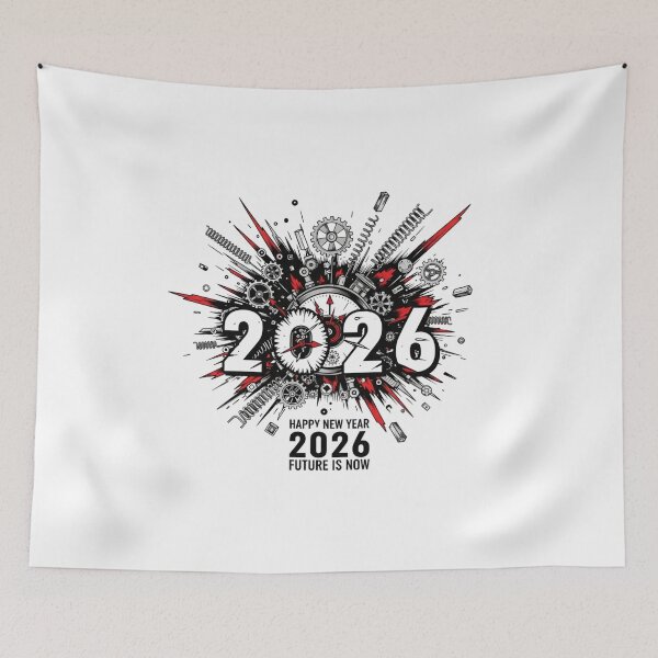 Item preview, Explosive Happy New Year 2026 Clockwork Design designed and sold by lojadpop.