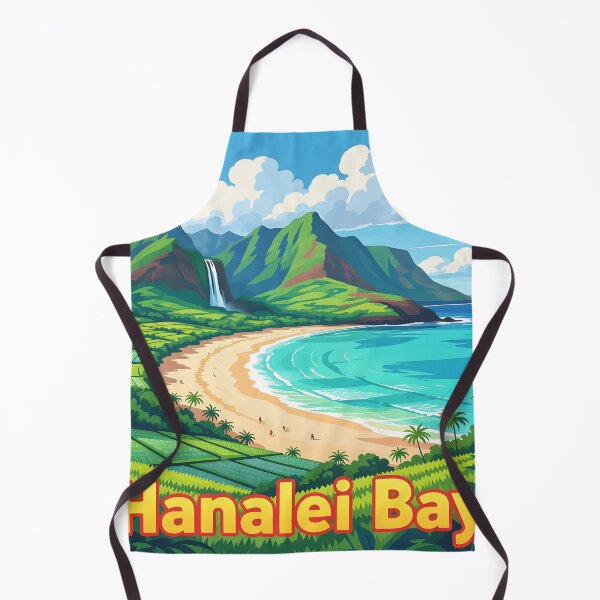 Item preview, Hanalei Bay, Kauai, Hawaii: Vintage-Style Painterly Travel Poster designed and sold by LSVart.