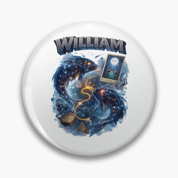 Item preview, William Pisces – Zodiac Mystic Ocean Fantasy Name Art designed and sold by AlexLineArt.
