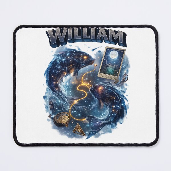Item preview, William Pisces – Zodiac Mystic Ocean Fantasy Name Art designed and sold by AlexLineArt.