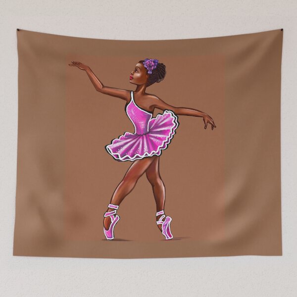 Item preview, African American ballerina Black girl in pink tutu - Ballet dancer art designed and sold by Artonmytee.