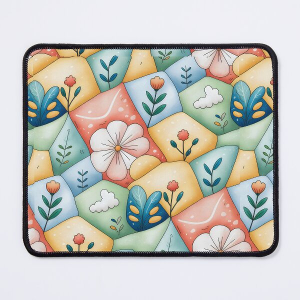 Item preview, Dopamine Style Floral Patchwork Design with Roses, Daisies, and Geometric Quilt Motifs designed and sold by SplashTastic.