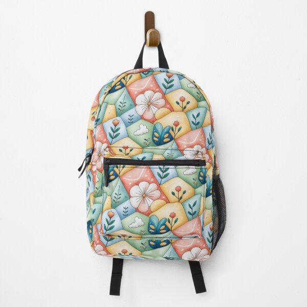 Item preview, Dopamine Style Floral Patchwork Design with Roses, Daisies, and Geometric Quilt Motifs designed and sold by SplashTastic.