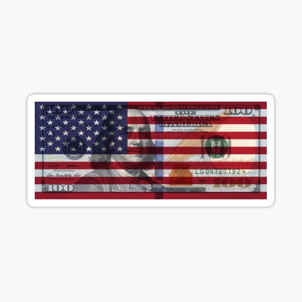 American Flag $100 Dollar Bill Sticker