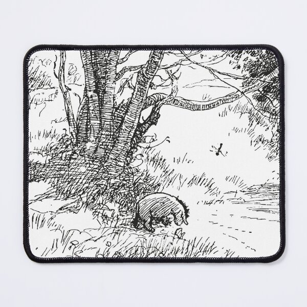 Item preview, Eeyore looking at his reflection, Classic Winnie the Pooh Illustration, Black & White designed and sold by Artanine.