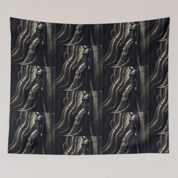 Item preview, Scifi Biomechanical portrait of a beautiful woman pinup art designed and sold by Vintage Designs +.