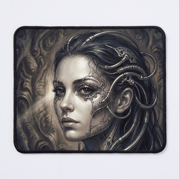 Item preview, Scifi Biomechanical portrait of a beautiful woman pinup art designed and sold by Vintage Designs +.