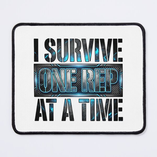 Item preview, I Survive One Rep At a Time Gym - Gritty Stencil Workout Tee for Crossfit & Fitness designed and sold by HoruxDesign.