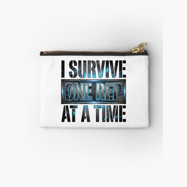 Item preview, I Survive One Rep At a Time Gym - Gritty Stencil Workout Tee for Crossfit & Fitness designed and sold by HoruxDesign.