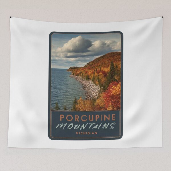 Item preview, Porcupine Mountains Michigan Fall Foliage Lake Superior Vintage Poster designed and sold by Blurbean.