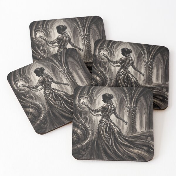 Item preview, Scifi Biomechanical portrait of a beautiful woman pinup art designed and sold by Vintage Designs +.