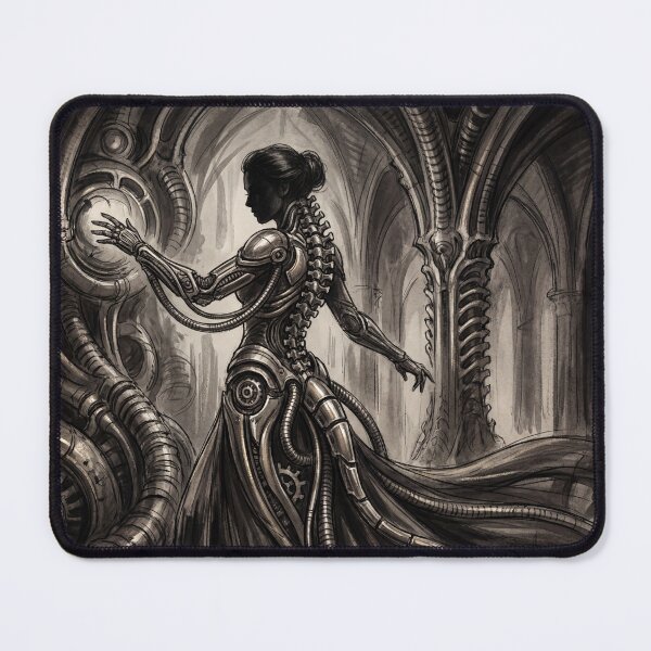 Item preview, Scifi Biomechanical portrait of a beautiful woman pinup art designed and sold by Vintage Designs +.