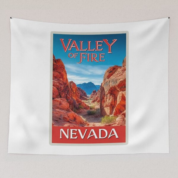 Item preview, Valley of Fire Nevada Red Rock Canyon Vintage Travel Poster Design designed and sold by Blurbean.