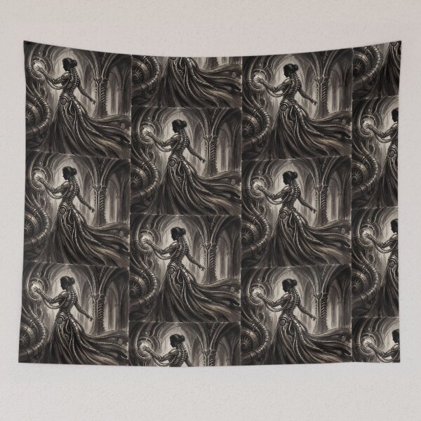 Item preview, Scifi Biomechanical portrait of a beautiful woman pinup art designed and sold by Vintage Designs +.