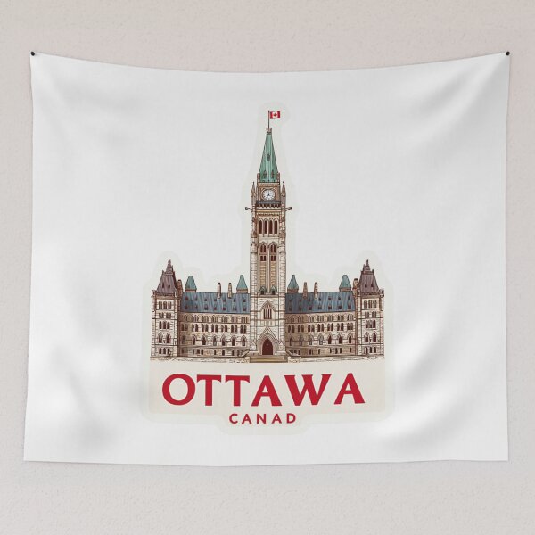 Item preview, Ottawa Parliament Buildings Canada Peace Tower Vintage Travel Sticker designed and sold by Blurbean.