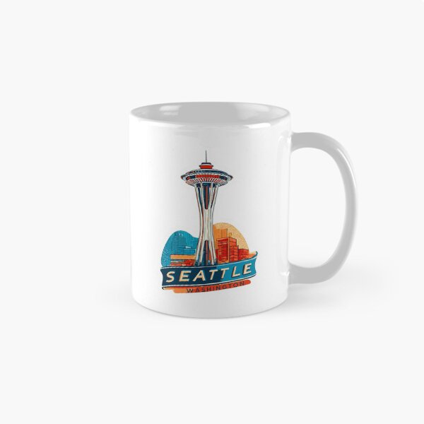 Item preview, Seattle Space Needle Washington Retro Mid-Century Modern Travel Sticker designed and sold by Blurbean.