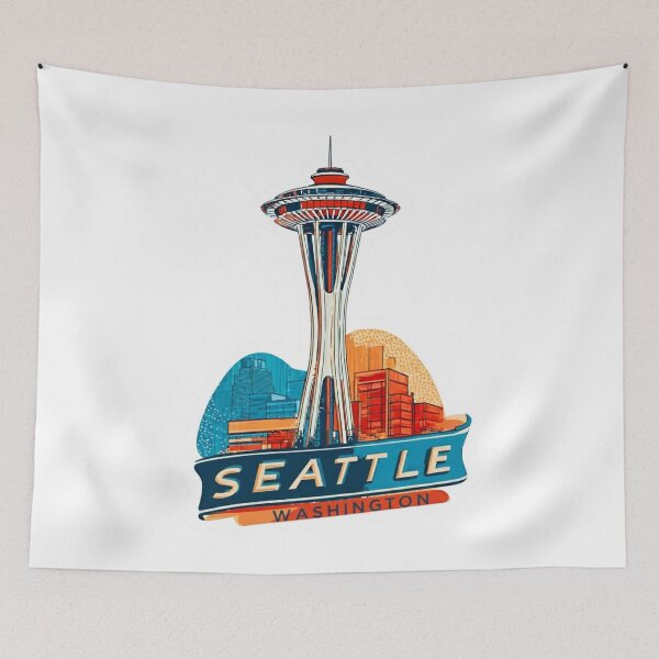 Item preview, Seattle Space Needle Washington Retro Mid-Century Modern Travel Sticker designed and sold by Blurbean.