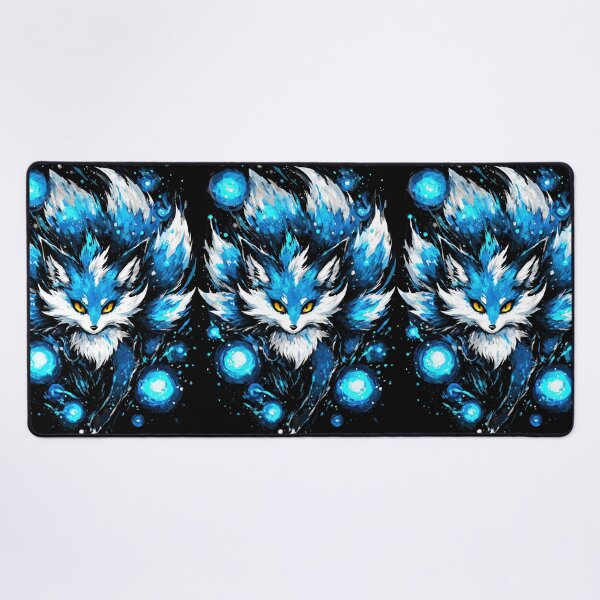 Item preview, Fierce Blue Kitsune Guardian with Spirit Orbs designed and sold by Piotrek0001.