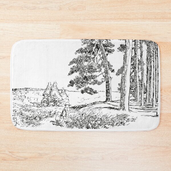 Item preview, Pooh y Christopher Robin caminando juntos, ilustración clásica de Winnie the Pooh, en blanco y negro designed and sold by Artanine.