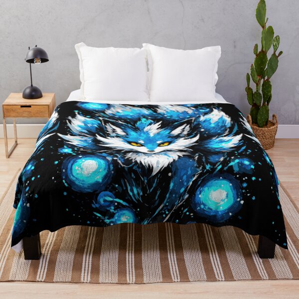 Item preview, Fierce Blue Kitsune Guardian with Spirit Orbs designed and sold by Piotrek0001.
