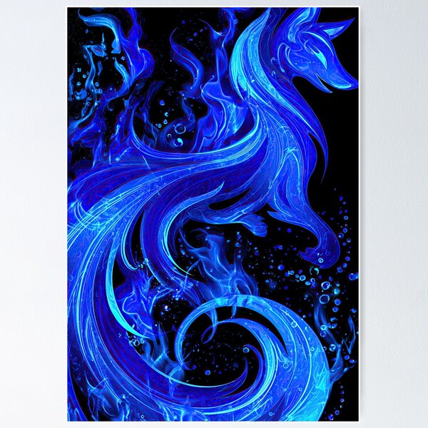 Item preview, Elegant Cyan Fox Silhouette in Blue Flame designed and sold by Piotrek0001.