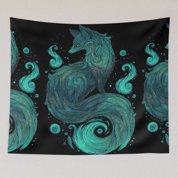 Item preview, Mystic Fox Head with Gold and Blue Planets designed and sold by Piotrek0001.