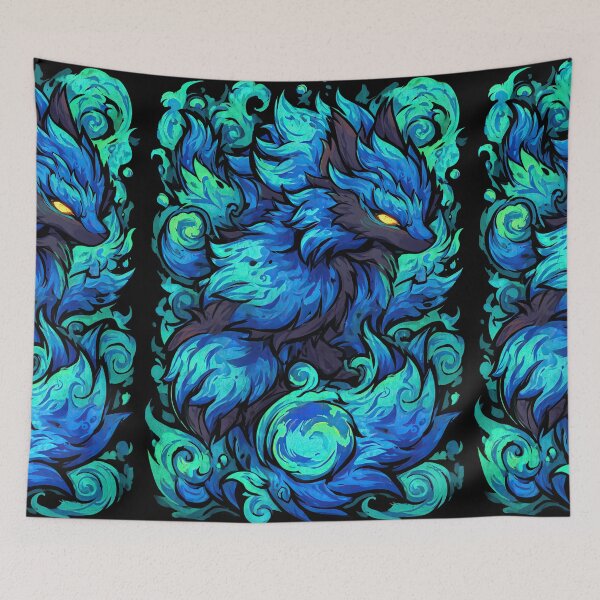 Item preview, Dark Teal Shadow Kitsune Graphic Design designed and sold by Piotrek0001.