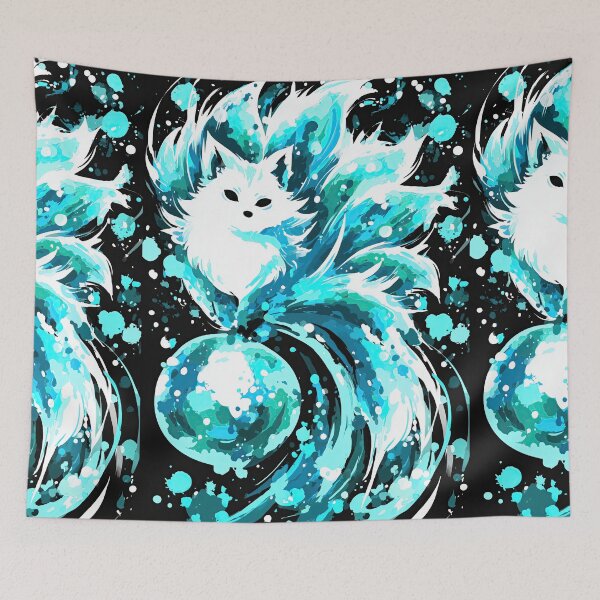 Item preview, Luminous Neon Blue Fox Portrait designed and sold by Piotrek0001.