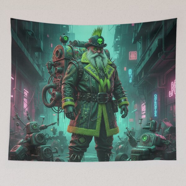 Item preview, Cyber-Claus: Neon Wasteland Renegade designed and sold by JanRizz.