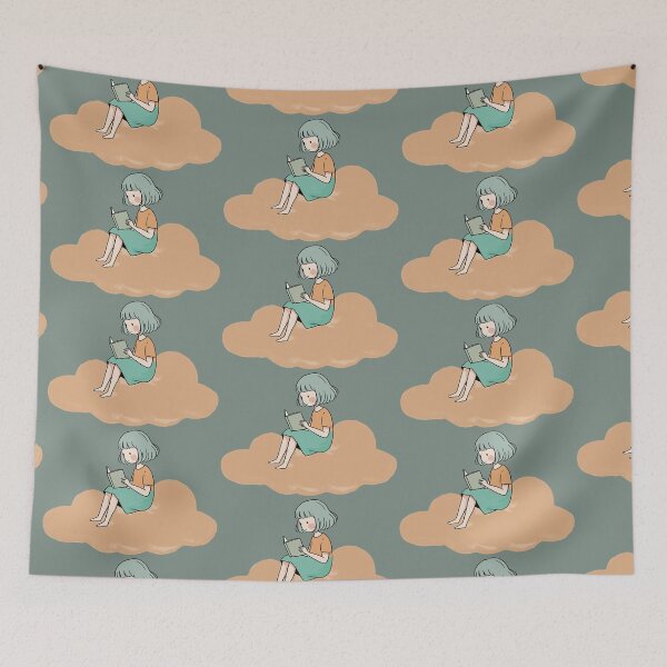 Item preview, Girl reading a book on a cloud designed and sold by snoWorkshop.