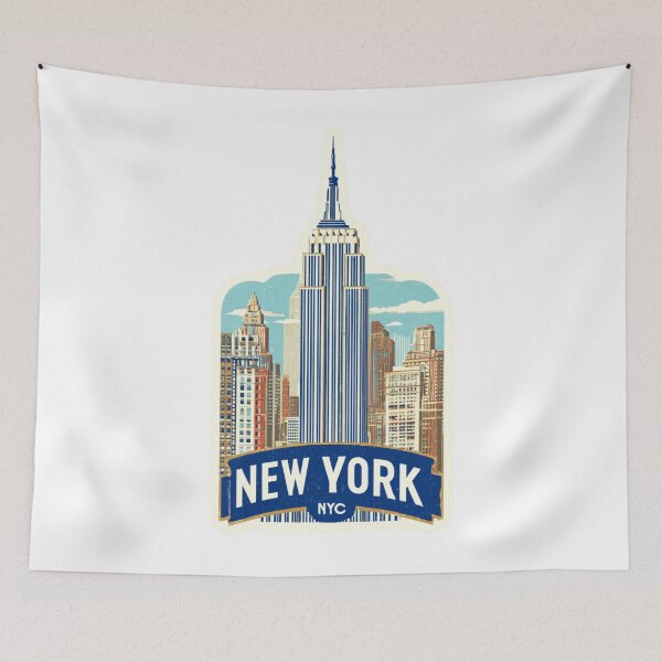 Item preview, Empire State Building New York City Manhattan Skyline Vintage Travel Poster designed and sold by Blurbean.