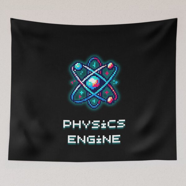Item preview, Physics Engine - Neon Blue Atom Symbol Pixel Art designed and sold by JonyDG.