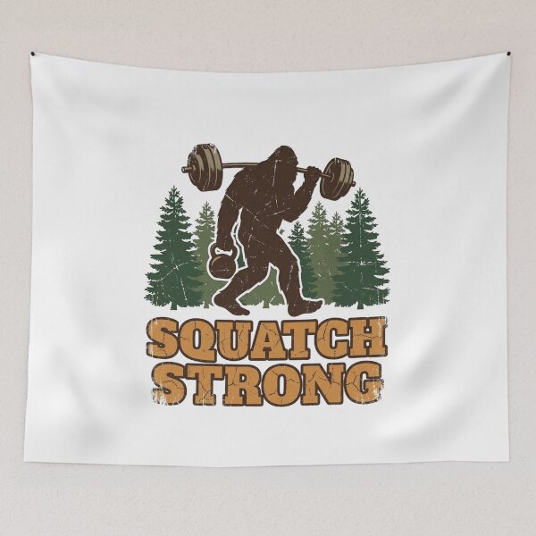 Item preview, Squatch Strong Funny Sasquatch Lifting Retro Vintage Graphic for Gym Lover designed and sold by chattsuede.