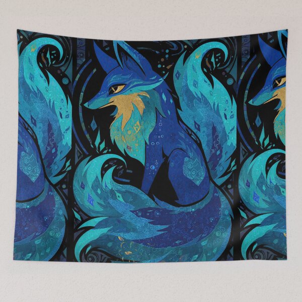 Item preview, Shadowy Side Profile of the Blue Kitsune designed and sold by Piotrek0001.