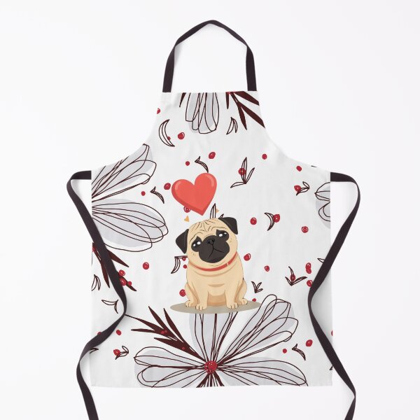 Item preview, “Floral Pug Shirt – Cute Dog with Heart & Flowers” designed and sold by PugsRus.