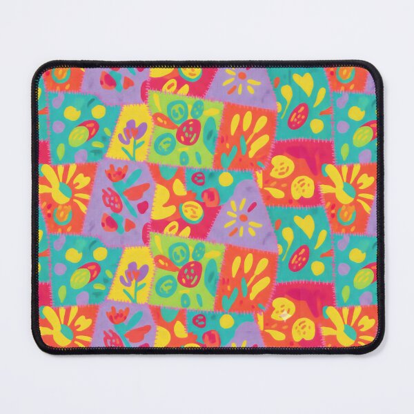 Item preview, Dopamine Style Abstract Floral Patchwork Design with Bold Colors and Zigzag Stitch Motifs designed and sold by SplashTastic.