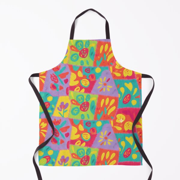 Item preview, Dopamine Style Abstract Floral Patchwork Design with Bold Colors and Zigzag Stitch Motifs designed and sold by SplashTastic.